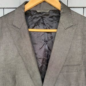 John Varvatos Italy Cotton Linen Flecked Charcoal Peak Lapel Sport Coat 54 44R